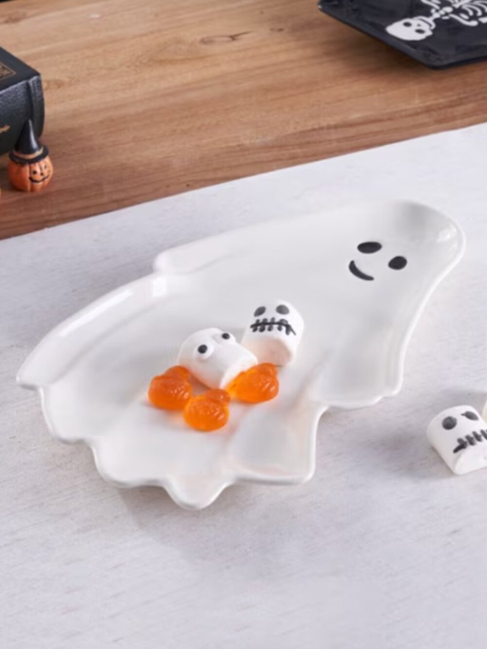 Way To Celebrate Halloween Ceramic Ghost Figural Earthenware Treat Tray Decor